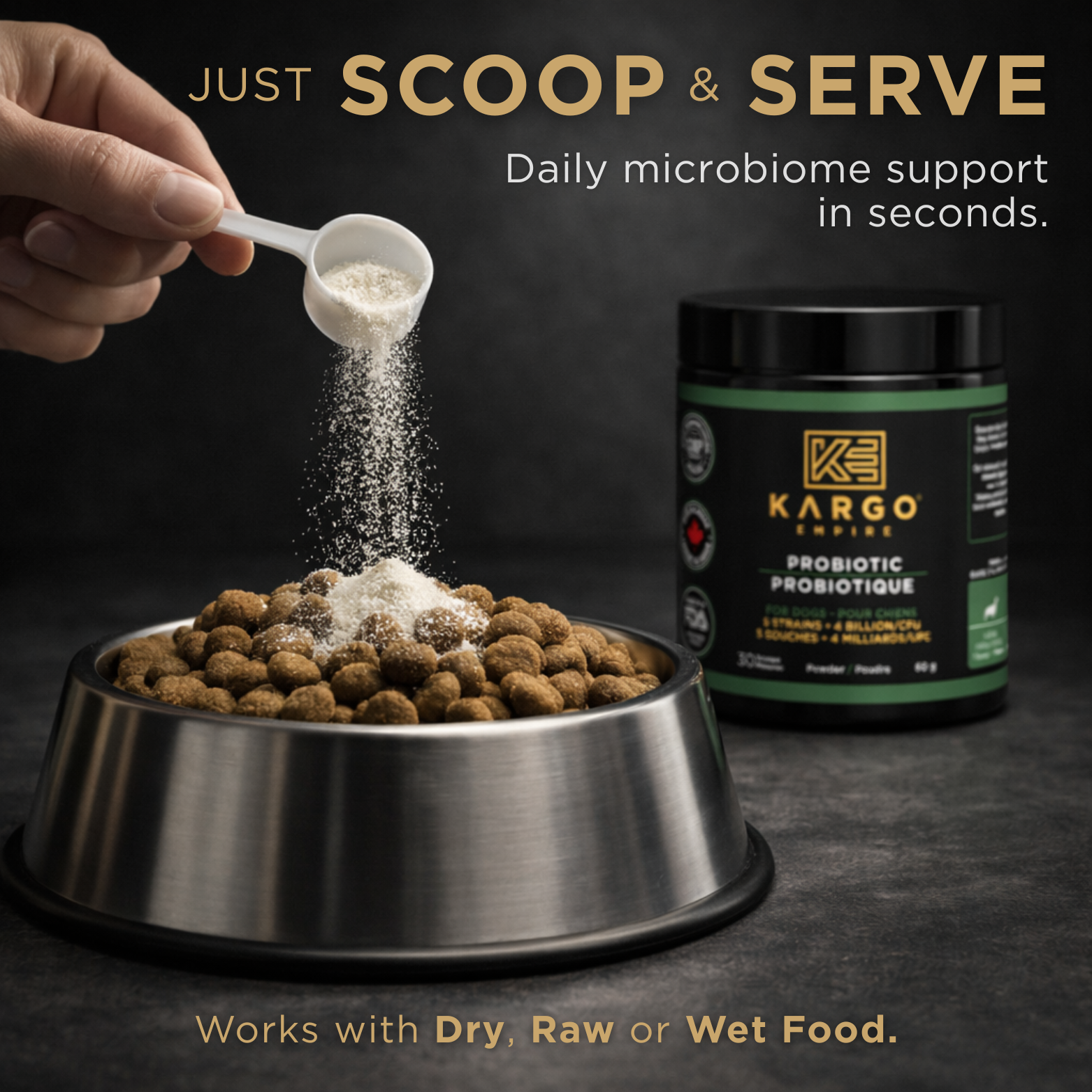 Kargo Empire Probiotic Powder | Daily Gut, Immune & Coat Support for Dogs